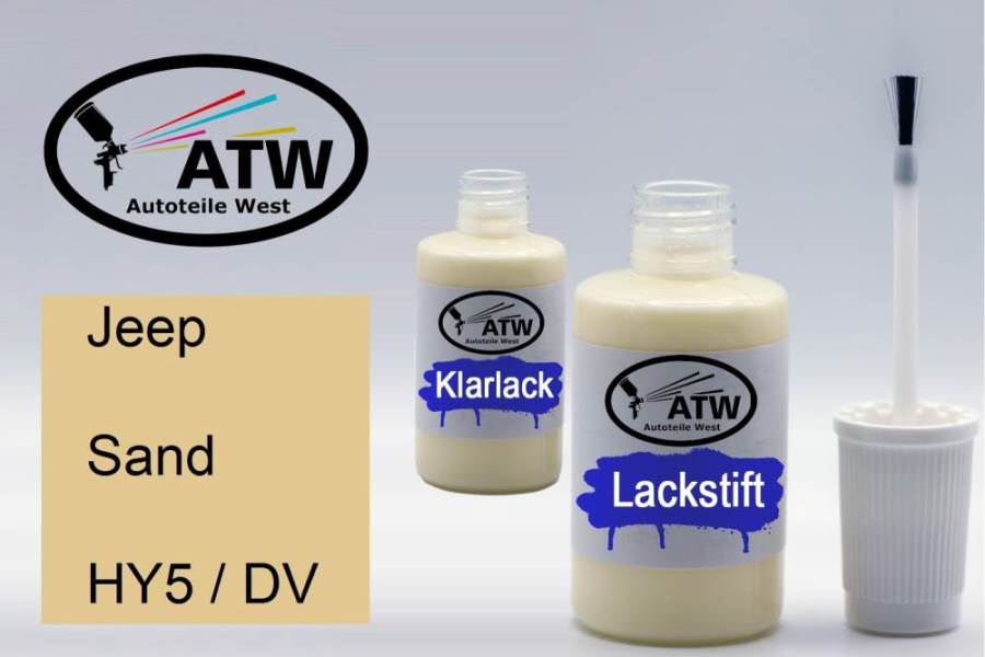 Jeep, Sand, HY5 / DV: 20ml Lackstift + 20ml Klarlack - Set, von ATW Autoteile West.